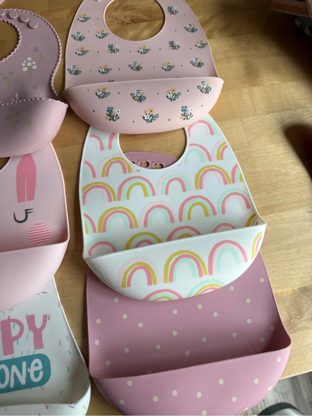 Baby Girl Toddler Silicone Bibs Set of 8